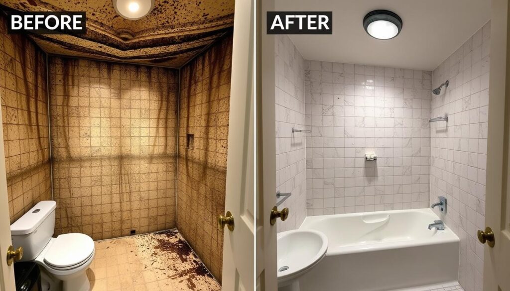 Before and after mold removal in Roswell Georgia home