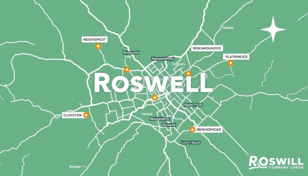 Map of Roswell Georgia service areas for mold removal